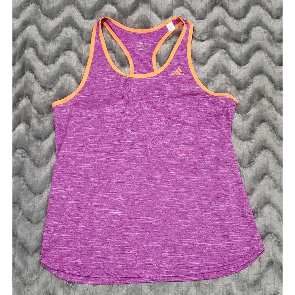 Adidas Climalite Athletic Running Purple Orange Womens Tank Top L